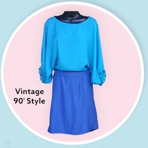 Vintage 90' New York & Co. Turquoise Dress Sz M